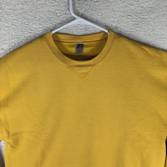 Vintage Russell Athletic Sweatshirt Mens 2XL XXL Yellow Blank Dri Power Y2K - Picture 2 of 14